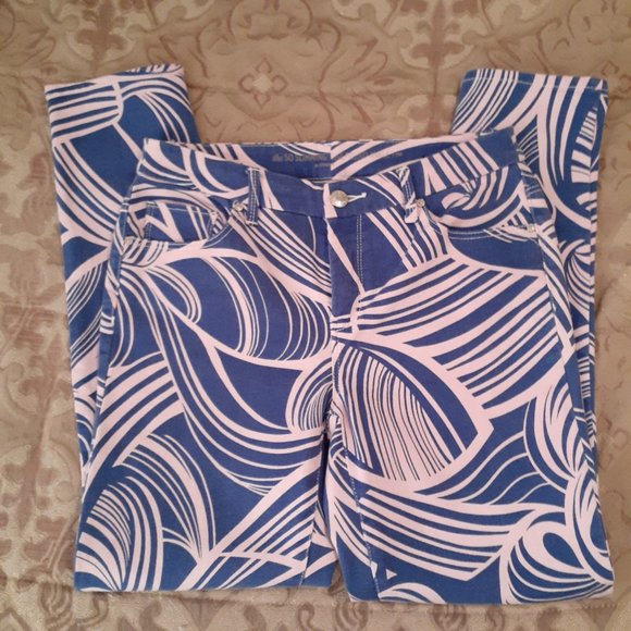 Chico's So Slimming Girlfriend Ankle Jeans Lt Pink and Blue Stripes - Size 00 - Picture 10 of 12